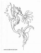Coloring Pages Fairy Dragon Amy Brown Adult Dragons Fairies Fantasy Book Choose Board sketch template