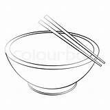 Bowl Chopsticks Vector Outline sketch template