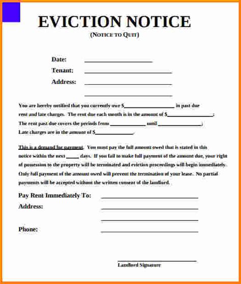 texas eviction notice template printable templates