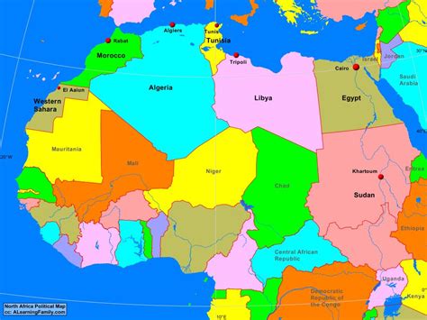 north africa political map  learning family