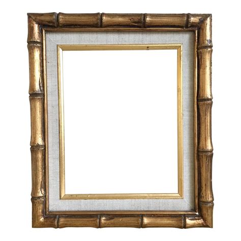 gold bamboo linen matted frame  vintage chairish picture