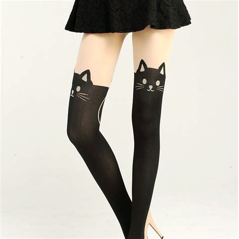 new women sexy cat tail velvet knee high socks hosiery tattoo stockings