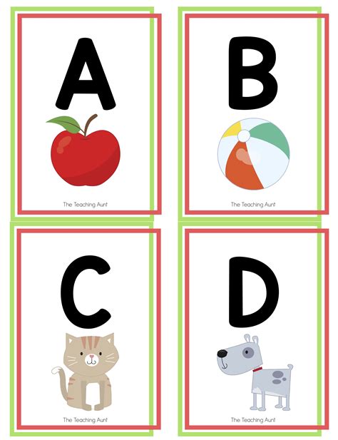 alphabet flashcards  printable  teaching aunt abc flashcards