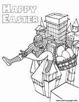 Easter Coloring Spiderman Pages Printable Color Print sketch template
