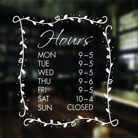 floral decorative opening hours sign urban artwork