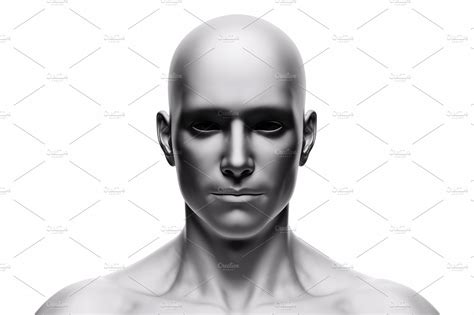 generic human man face front view futuristic high quality technology stock  creative