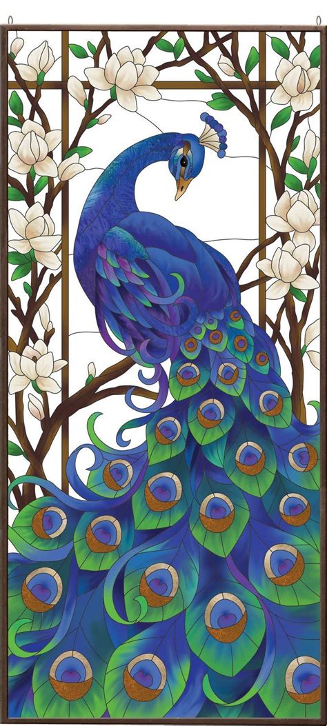 peacock stained glass art panel cini panolar pinterest peacock