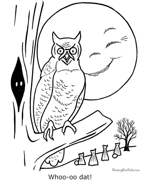 printable halloween owl coloring page