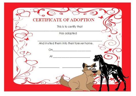 adoption certificate template   certificates