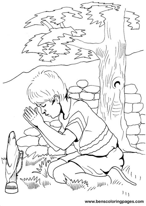 boy praying bible coloring page