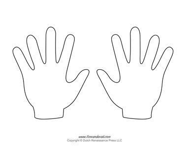 blank hand template printables hand outline kids hands shapes  kids