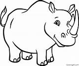 Rhino Rhinoceros Posing Javan Paper sketch template