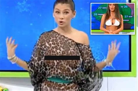 Weather Girl Exposes Boobs In Totally See Through Top On