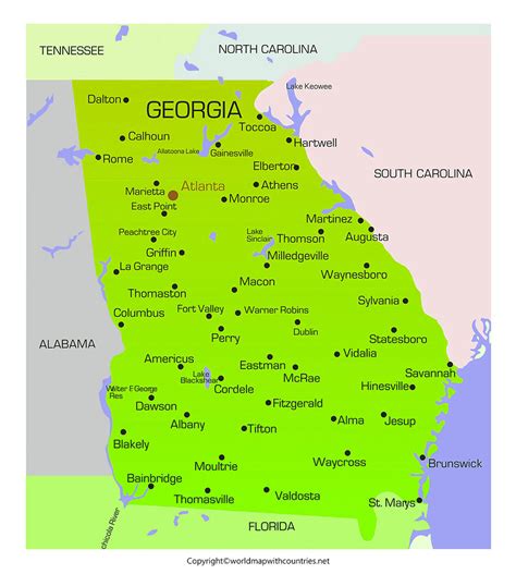 printable labeled  blank map  georgia