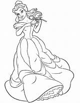 Coloring Belle Pages Beast Beauty Dress Kids sketch template