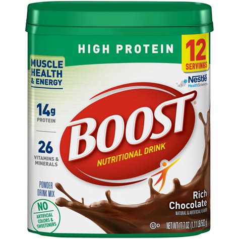 boost high protein nutritional powder drink mix rich chocolate