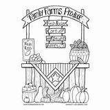 Coloring Pages Produce Market Farmers Farm Farms Family Printable Colouring Thanksgiving Fall Color Harvest Farmer Kids Adult Corn Autumn Stall sketch template