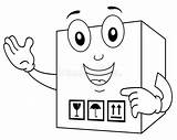 Delivery Box Funny Coloring Cardboard Character Illustration Cartoon Preview sketch template