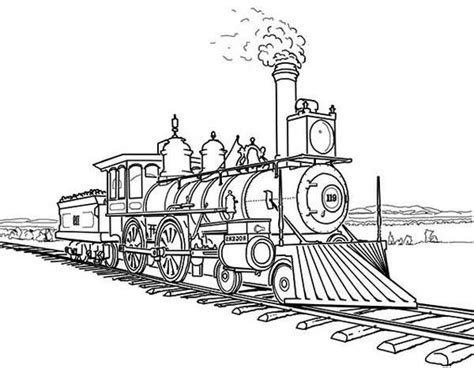 amazing steam train  railroad coloring page color luna single