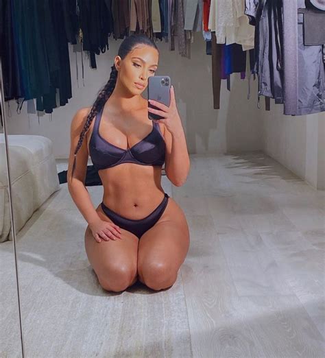 kim kardashian s curves are on full display in new skims selfie