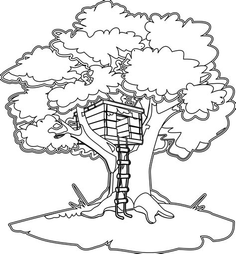 tree house black white  art coloring book colouring id