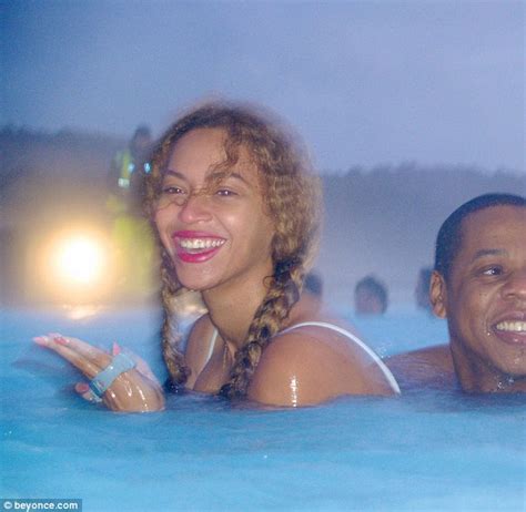 beyonce flashes cleavage in a bikini as she goes on the run with jay z in iceland for romantic