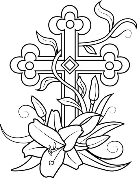 printable easter cross coloring page  printable coloring