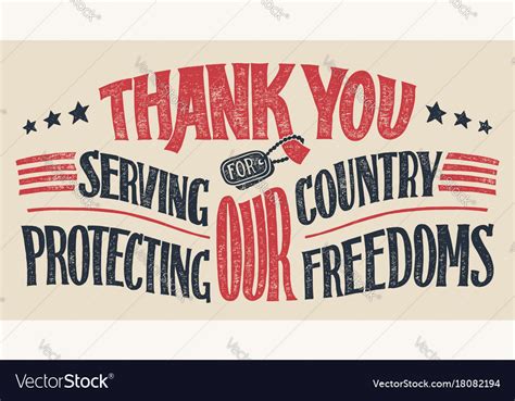 Thank You Veterans Hand Lettering Card Royalty Free Vector