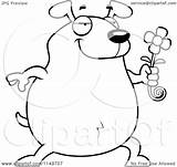 Dog Daisy Chubby Presenting Clipart Cartoon Thoman Cory Outlined Coloring Vector 2021 sketch template