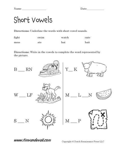 printable short vowel worksheets part   collection