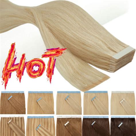 clearance reale remy 100 tape in echthaar extensions skin weft blond