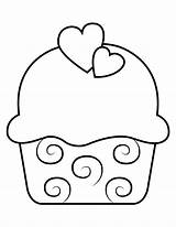 Coloring Cupcake Heart Pages Museprintables sketch template