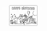 Cat Coloring Birthday Card Happy Pages Cats Write Cards Visit sketch template