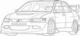Evo Lancer Mitsubishi Drawings Mitsi Jdm sketch template