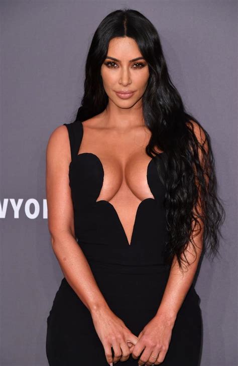 Kim Kardashian Reality Star Wears Low Cut Dress To Amfar Gala With