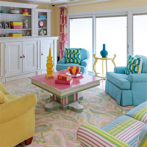 bold colors  bright whites create  upbeat  lively family room