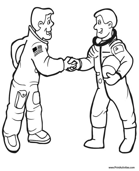 astronaut coloring page  astronauts shaking hands