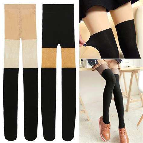 Women Spring Autumn Style Tights Black Twisted Knee Stockings Twisted