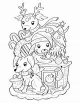 Coloring Christmas Dog Pages Printable Puppy Animal Sheets Animals Museprintables Noel Dinosaur Snowman Choose Board sketch template