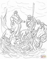 Pesca Ausmalbilder Milagrosa Kleurplaten Feeds Miraculous Giotto Stampare Ausmalbild Multitude Eccezionale Visvangst Fischfang sketch template
