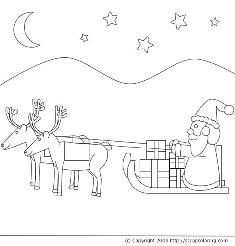 santa claus sleigh  reindeer coloring page wallpapers hd references