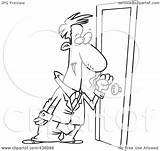Knocking Door Outline Illustration Businessman Cartoon Clip Royalty Toonaday Rf Clipart Regarding Notes sketch template