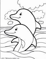 Dolphin Coloring Pages Underwater Dolphins Printable Water Creature Friendly sketch template