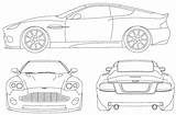 Aston Martin V12 Vanquish Blueprints 2005 Car Drawing Coupe Sketch Scheme Click sketch template