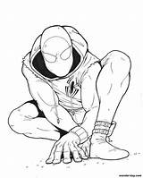Morales Verse Spiderman Colorare Disegni Gwen sketch template