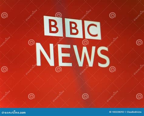 london apr  bbc news sign  screen editorial photography