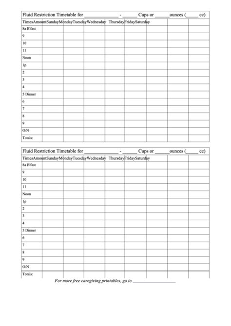 printable fluid restriction chart printable templates