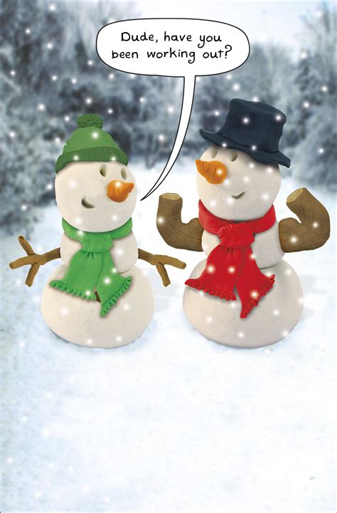 snowmen have you been working out funny christmas card humour greeting