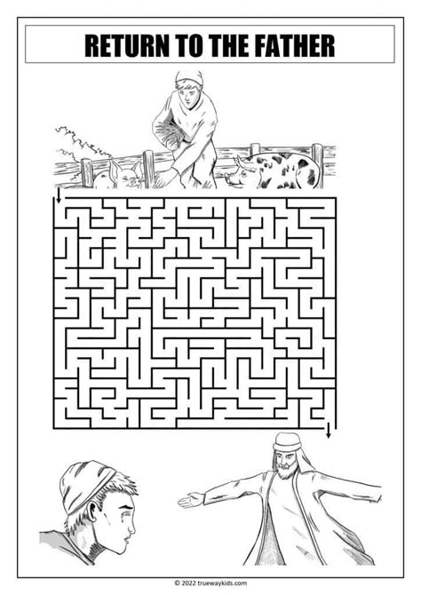 parable   prodigal son son    father maze worksheet