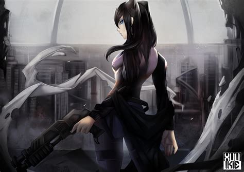 safebooru 1girl absurdres belt black belt black hair blue eyes blue